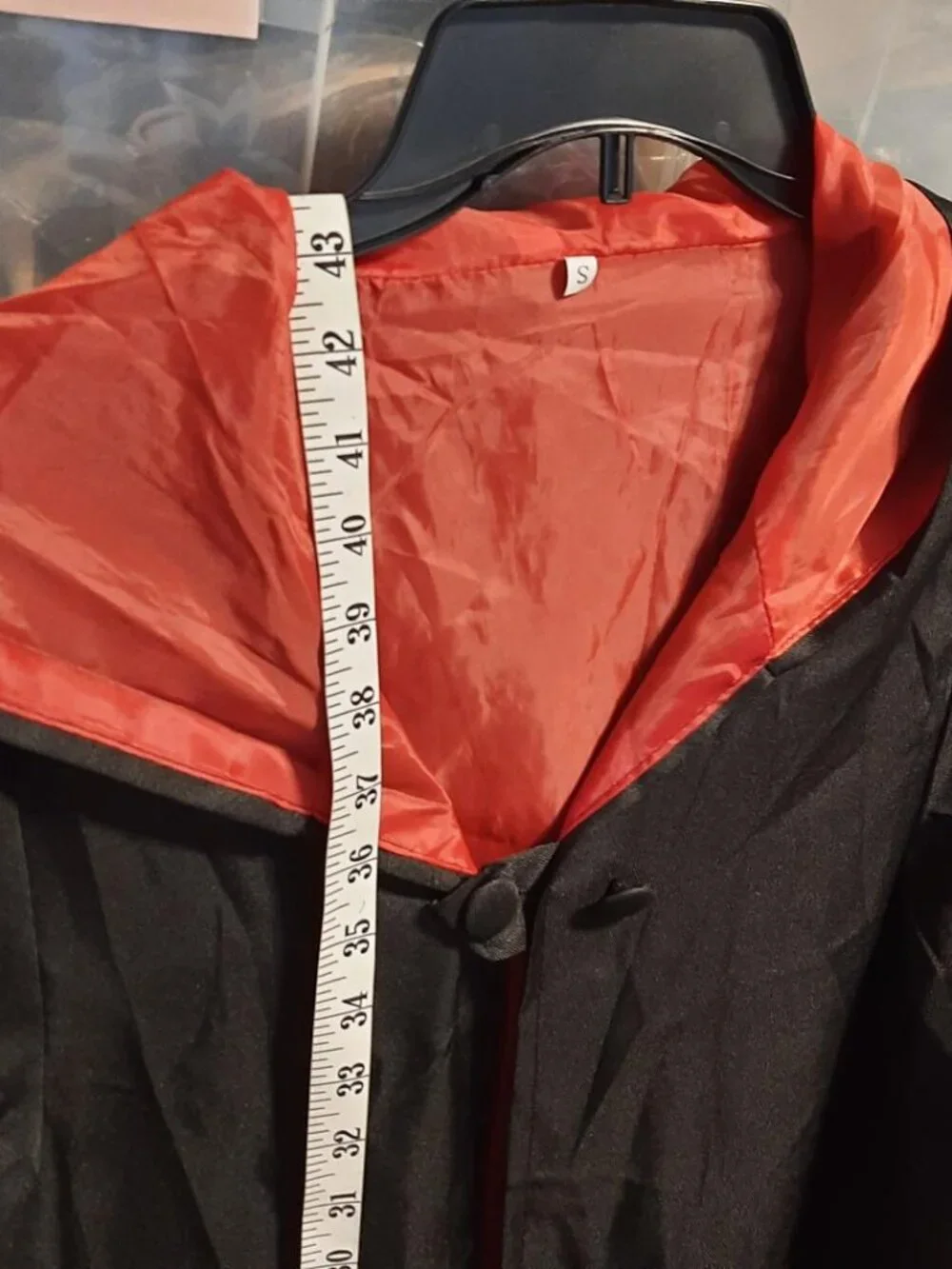 NEW ! Hooded Cloak Adult Red Black Lined Long Sleeve Robe Cape Size S